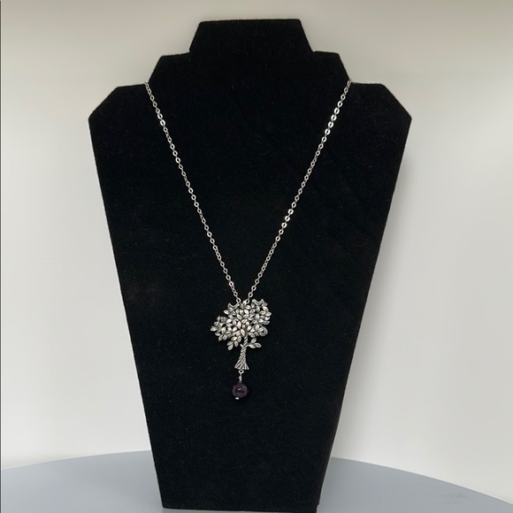 Citlaly 925 Silver amethyst Necklace with Intricate Pendant - Picture 1 of 6